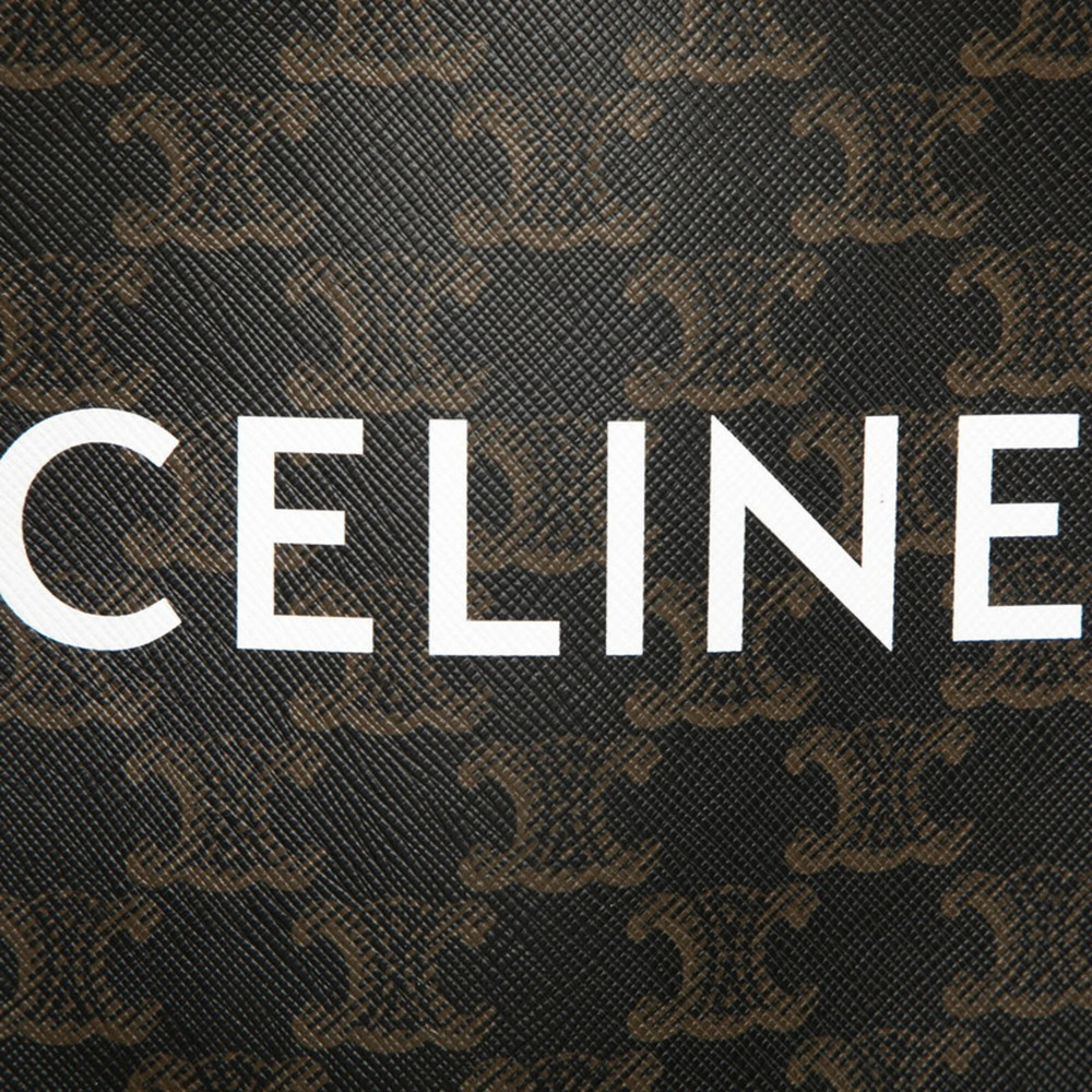 Celine Triomphe Vertical Cabas Mini Handbag Shoulder Bag 2-Way Brown Leather ... - Picture 4 of 5